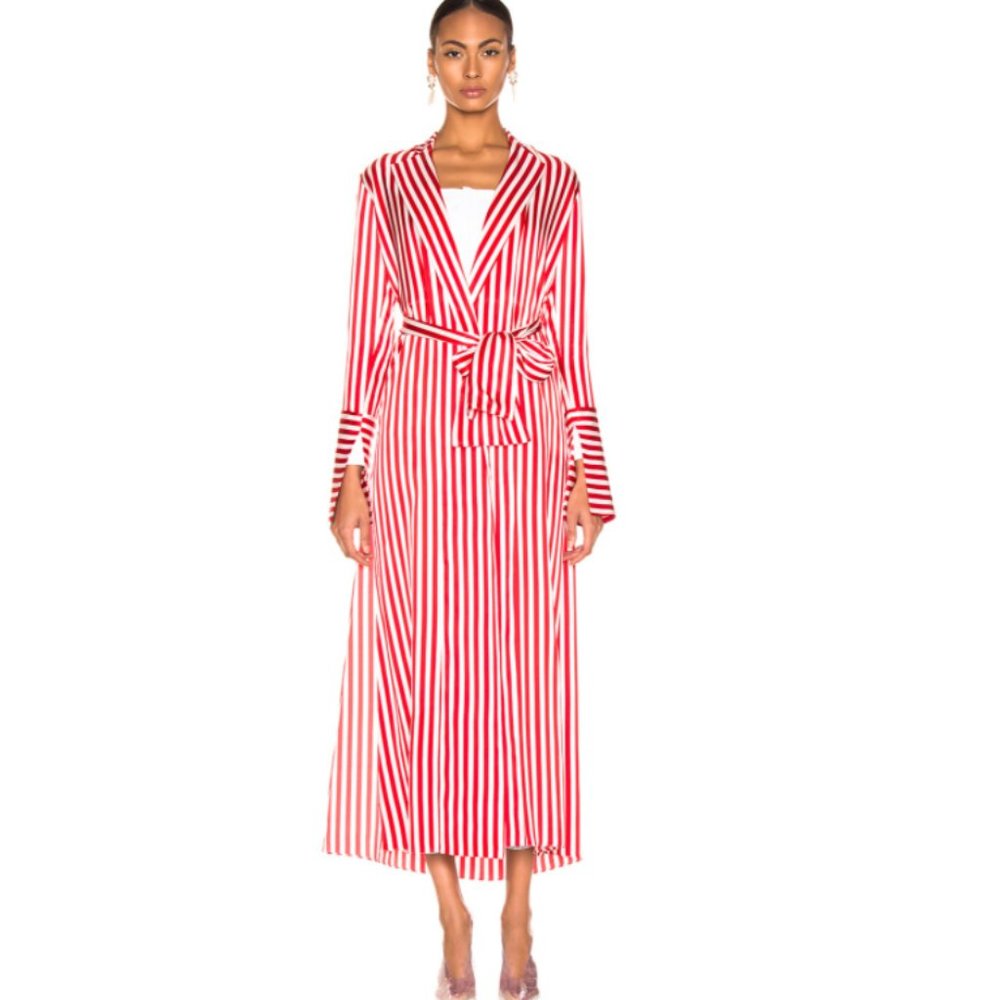 Caroline Constas Striped Jade Robe - Picture 3 of 5